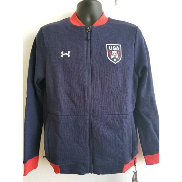 Under Armour Men's UA USA Cold Gear Zip up Jacket United States Of America Patch - Picture 2 of 6